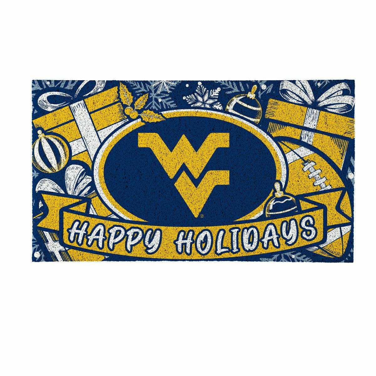 West Virginia University Holiday PVC Mat, 28"x16", Collegiate