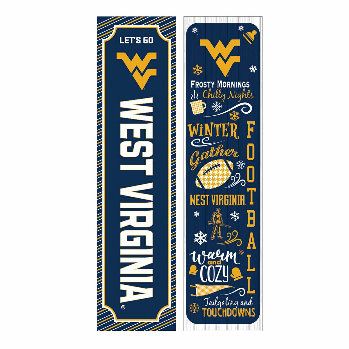 46" Double Sided Leaner, West Virginia University, Winter Seasonal, Collegiate, Home