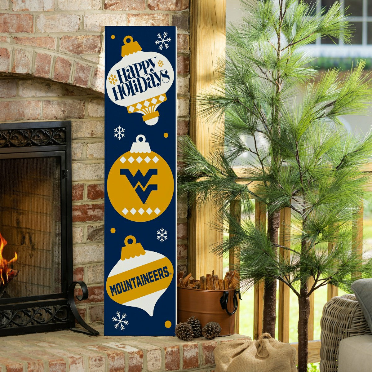 47" Double Sided Leaner, West Virginia University, Christmas, Collegiate, Home