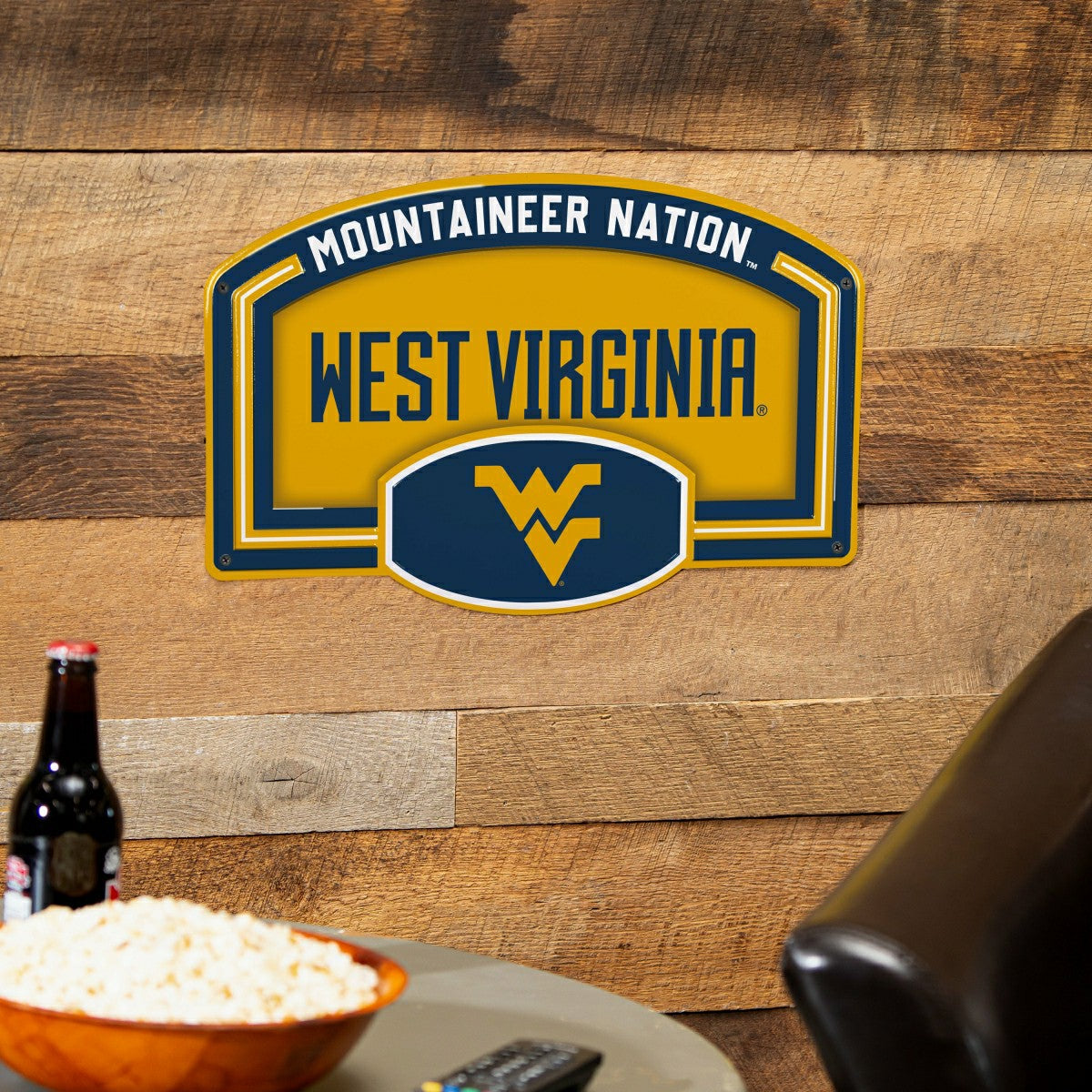 West Virginia University USA Embossed Steel Wall Sign, 11" x 17", Collegiate, Home
