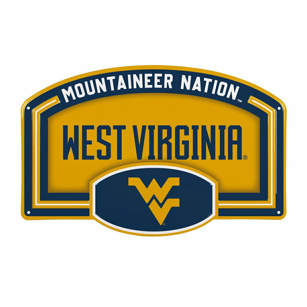 West Virginia University USA Embossed Steel Wall Sign, 11" x 17", Collegiate, Home