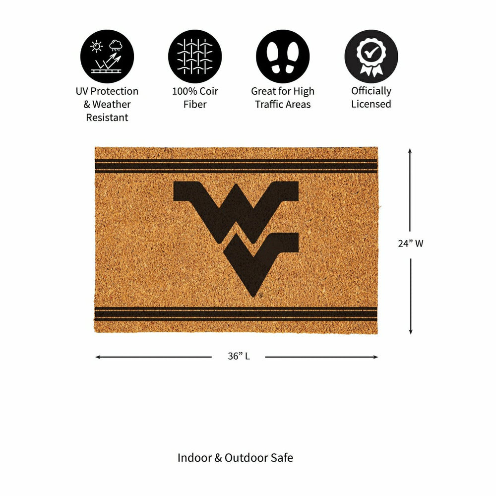 West Virginia University Large One Color Coir Mat, 36"x24", Collegiate