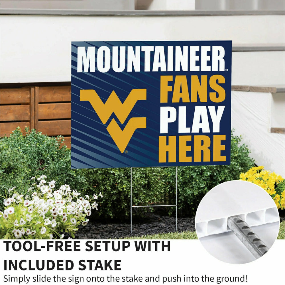 West Virginia University Coroplast Yard Sign "Fans Play Here", Collegiate, Home