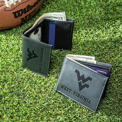 West Virginia University, Bi-Fold and Tri-Fold Wallet Gift Set, Black, Collegiate, Home