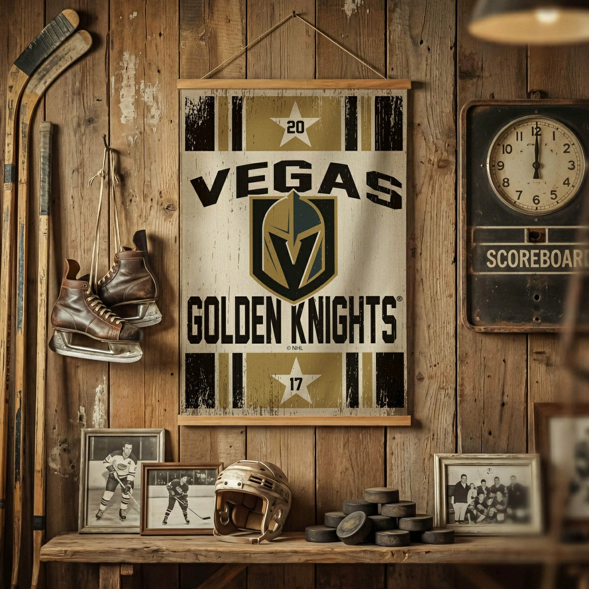 Vegas Golden Knights, Canvas Wall Tapestry, Medium, 36x24, Home