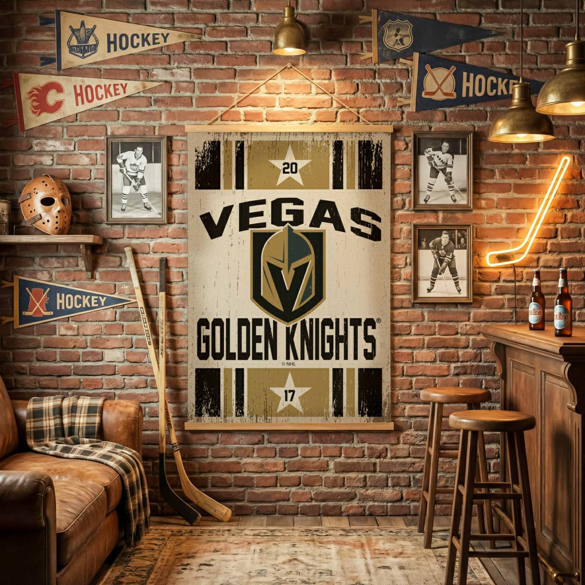 Vegas Golden Knights, Canvas Wall Tapestry, Large, 54x36, Home