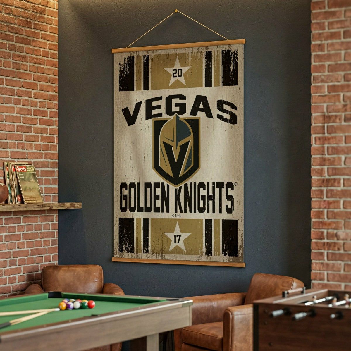 Vegas Golden Knights, Canvas Wall Tapestry, Large, 54x36, Home
