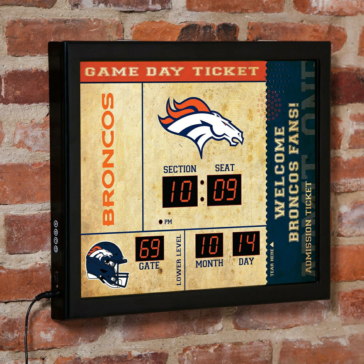 Scoreboard Wall Clock, Denver Broncos, Home, NFL
