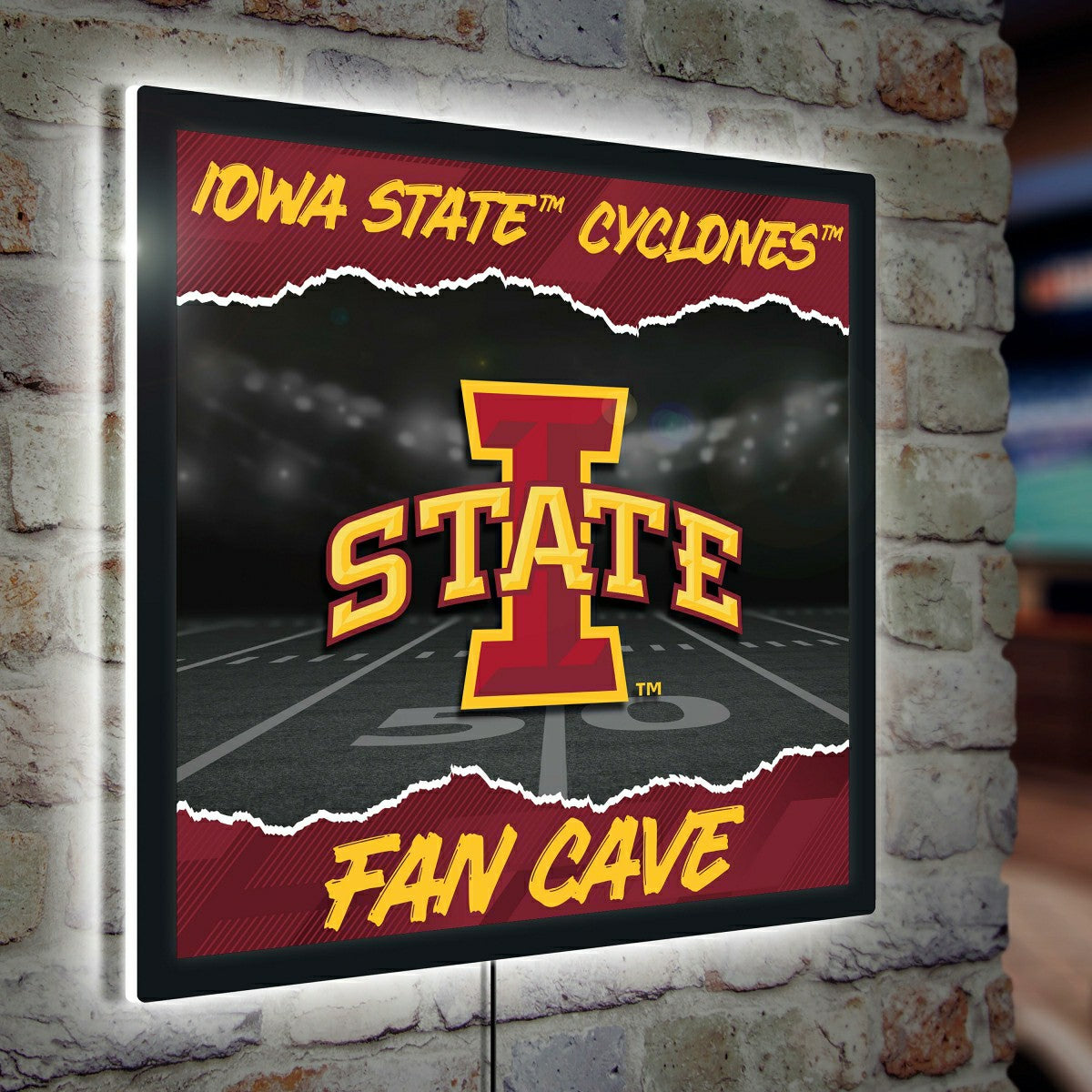 Iowa State University 23"H x 23"L LED Wall Decor, Edgelite, Square, Home, Collegiate