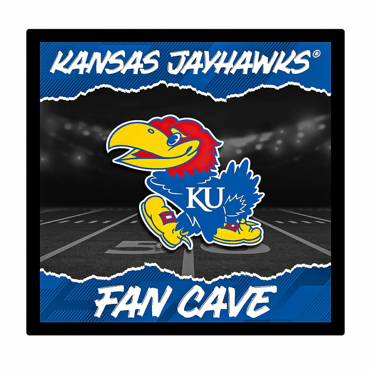 University of Kansas 23"H x 23"L LED Wall Decor, Edgelite, Square, Home, Collegiate