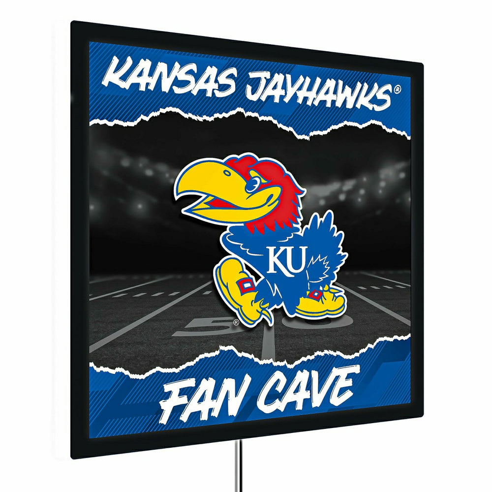 University of Kansas 23"H x 23"L LED Wall Decor, Edgelite, Square, Home, Collegiate
