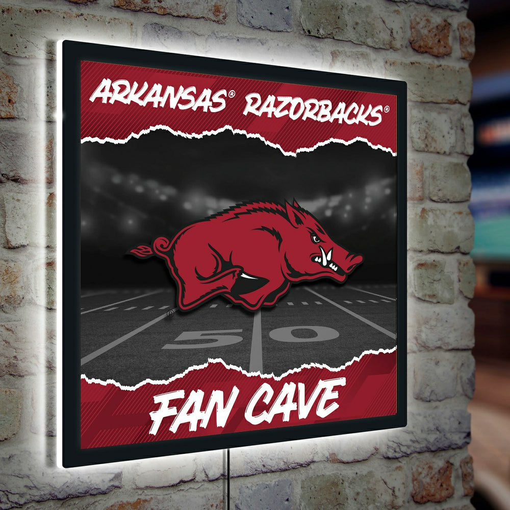 University of Arkansas 23"H x 23"L LED Wall Decor, Edgelite, Square, Home, Collegiate