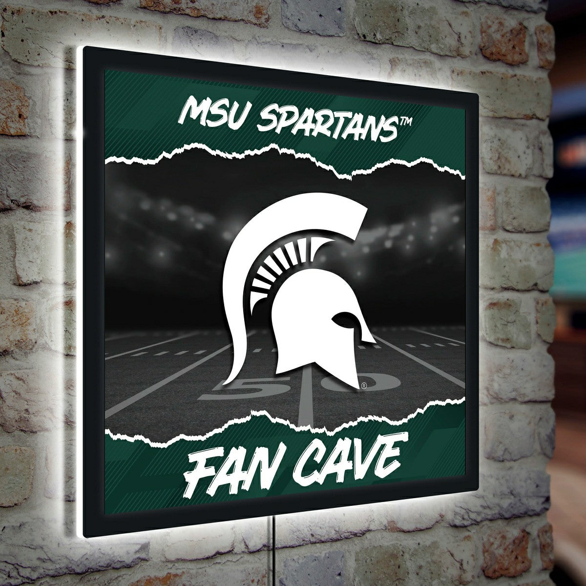 Michigan State University 23"H x 23"L LED Wall Decor, Edgelite, Square, Home, Collegiate