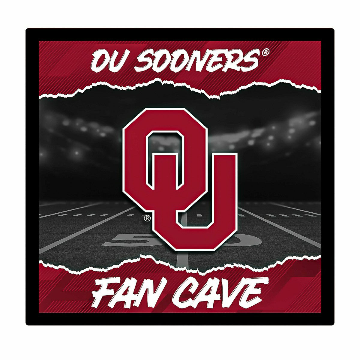 University of Oklahoma 23"H x 23"L LED Wall Decor, Edgelite, Square, Home, Collegiate