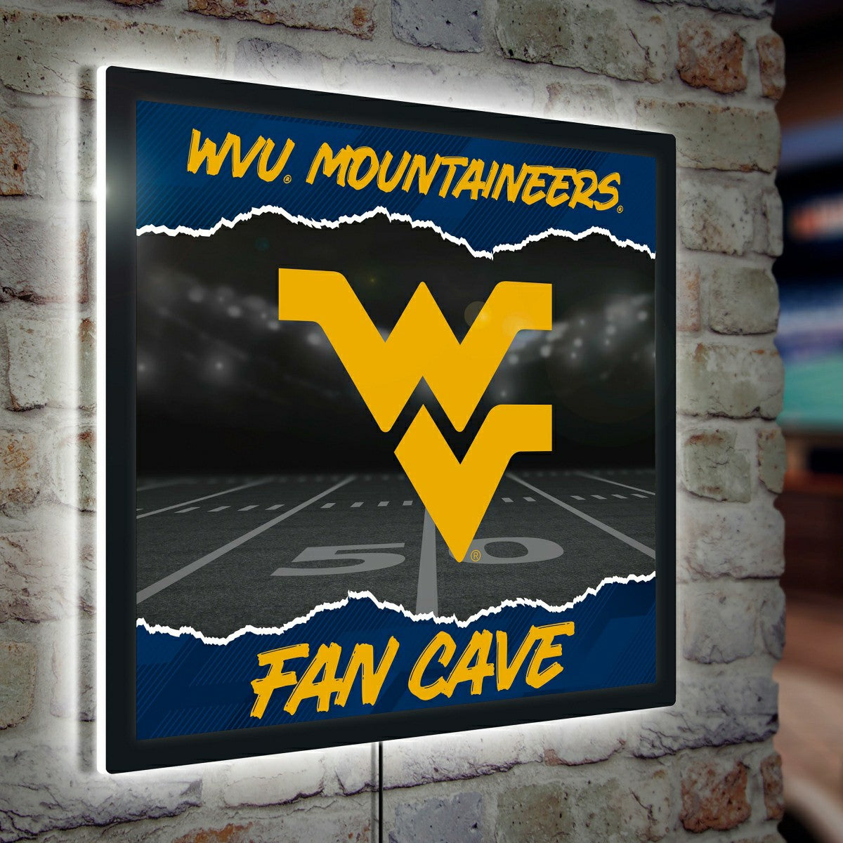West Virginia University 23"H x 23"L LED Wall Decor, Edgelite, Square, Home, Collegiate