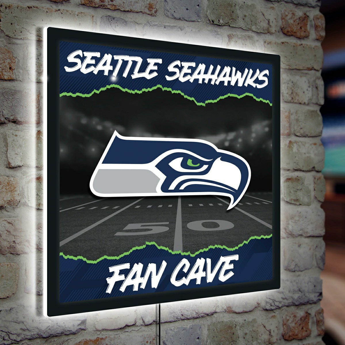Seattle Seahawks 23"H x 23"L LED Wall Decor, Edgelite, Square, Home, NFL