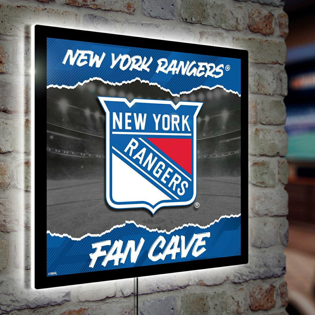 New York Rangers 23"H x 23"L LED Wall Decor, Edgelite, Square, Home, NHL