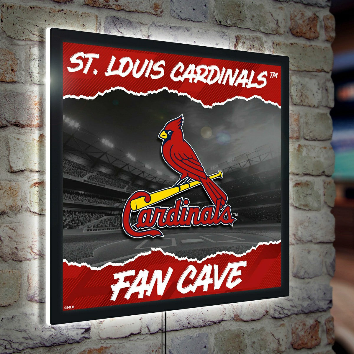 St Louis Cardinals 23"H x 23"L LED Wall Decor, Edgelite, Square, Home, MLB