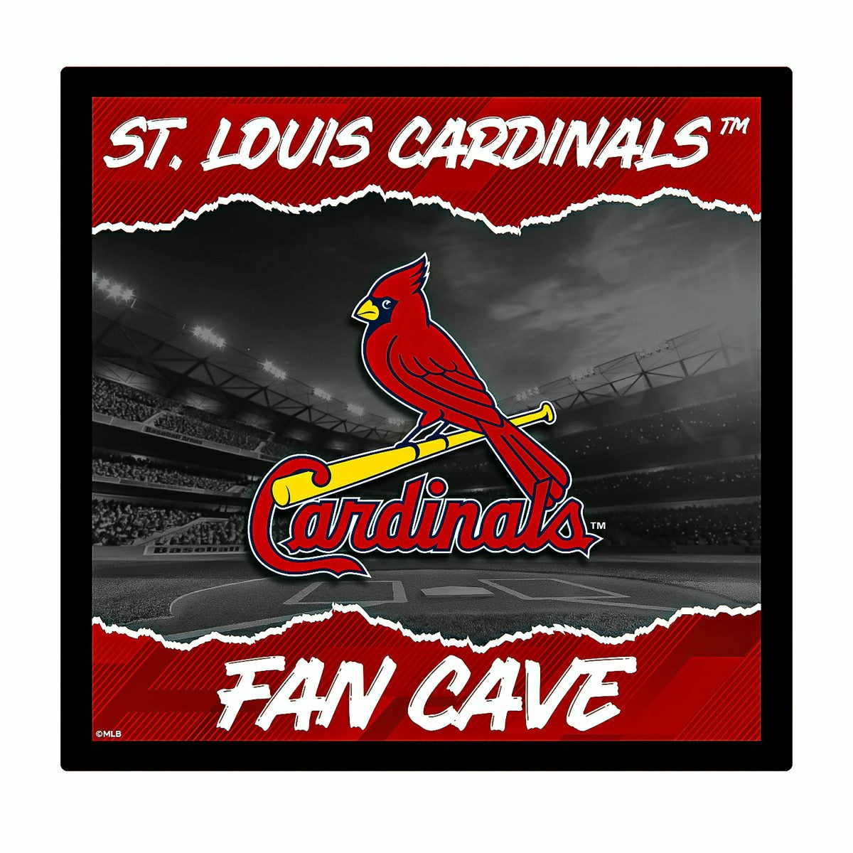 St Louis Cardinals 23"H x 23"L LED Wall Decor, Edgelite, Square, Home, MLB