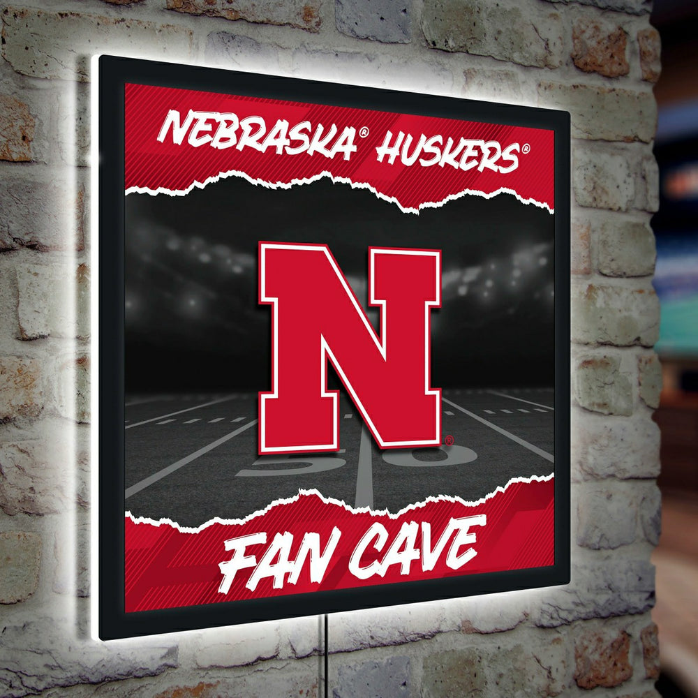 University of Nebraska 23"H x 23"L LED Wall Decor, Edgelite, Square, Home, Collegiate