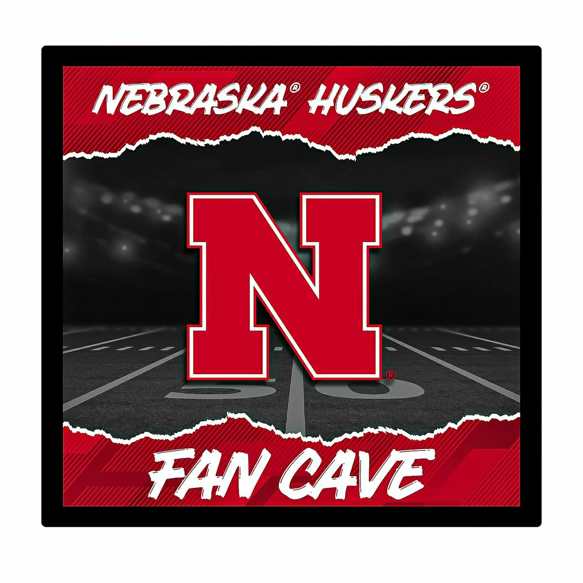University of Nebraska 23"H x 23"L LED Wall Decor, Edgelite, Square, Home, Collegiate