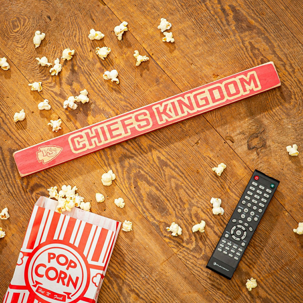 Kansas City Chiefs Engraved Wood Sign, 1.5" x 18", Home
