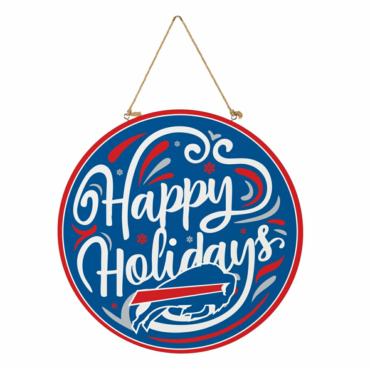 Buffalo Bills Holiday Round Door Décor with Hanging Rope, 18x18, NFL, Home