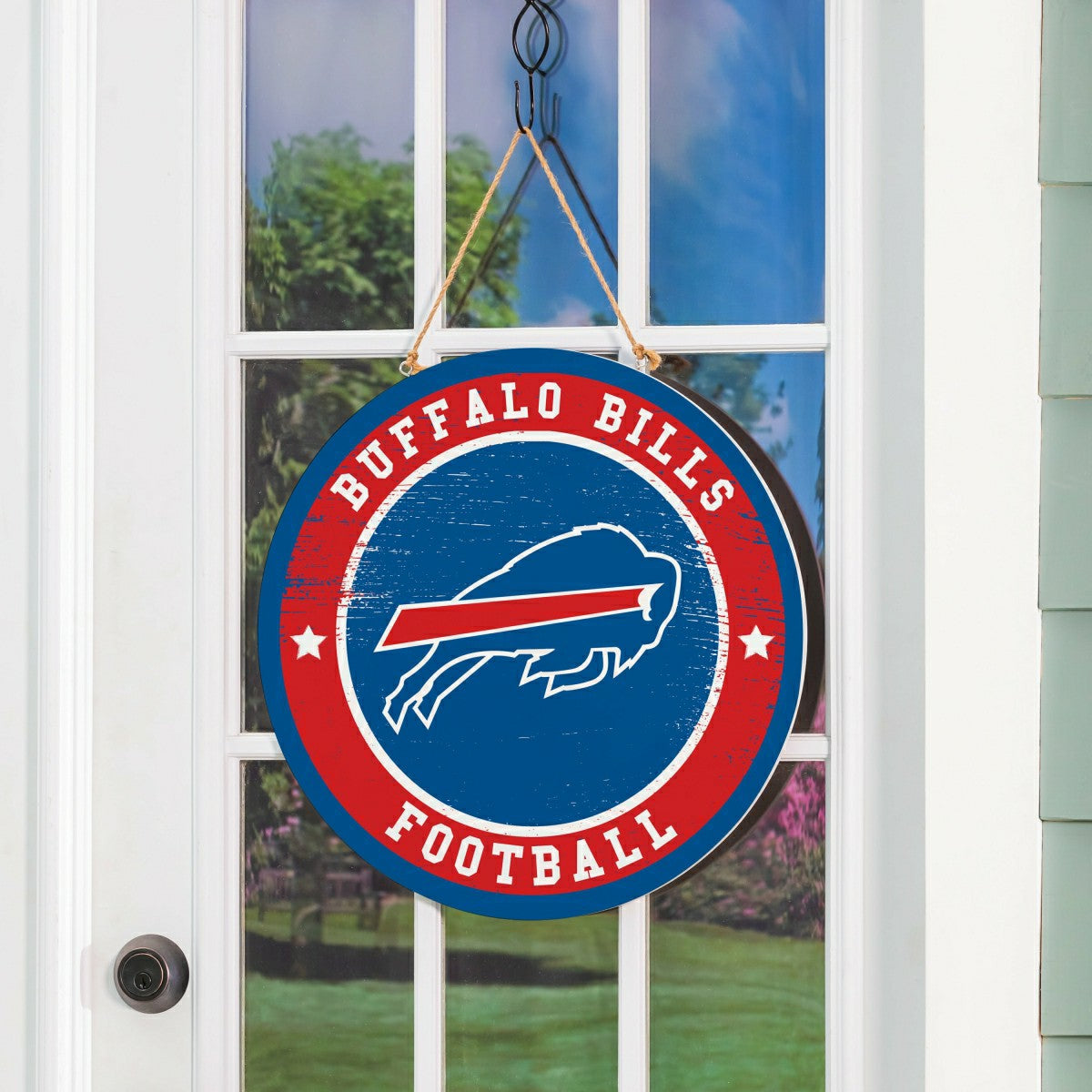 Buffalo Bills Round Door Décor with Hanging Rope, 18x18, NFL, Home