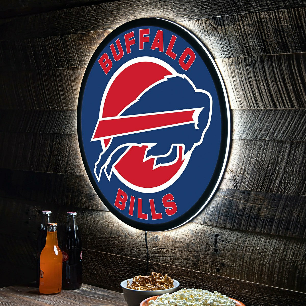 LED Wall Decor, Round, Buffalo Bills, NFL, Home
