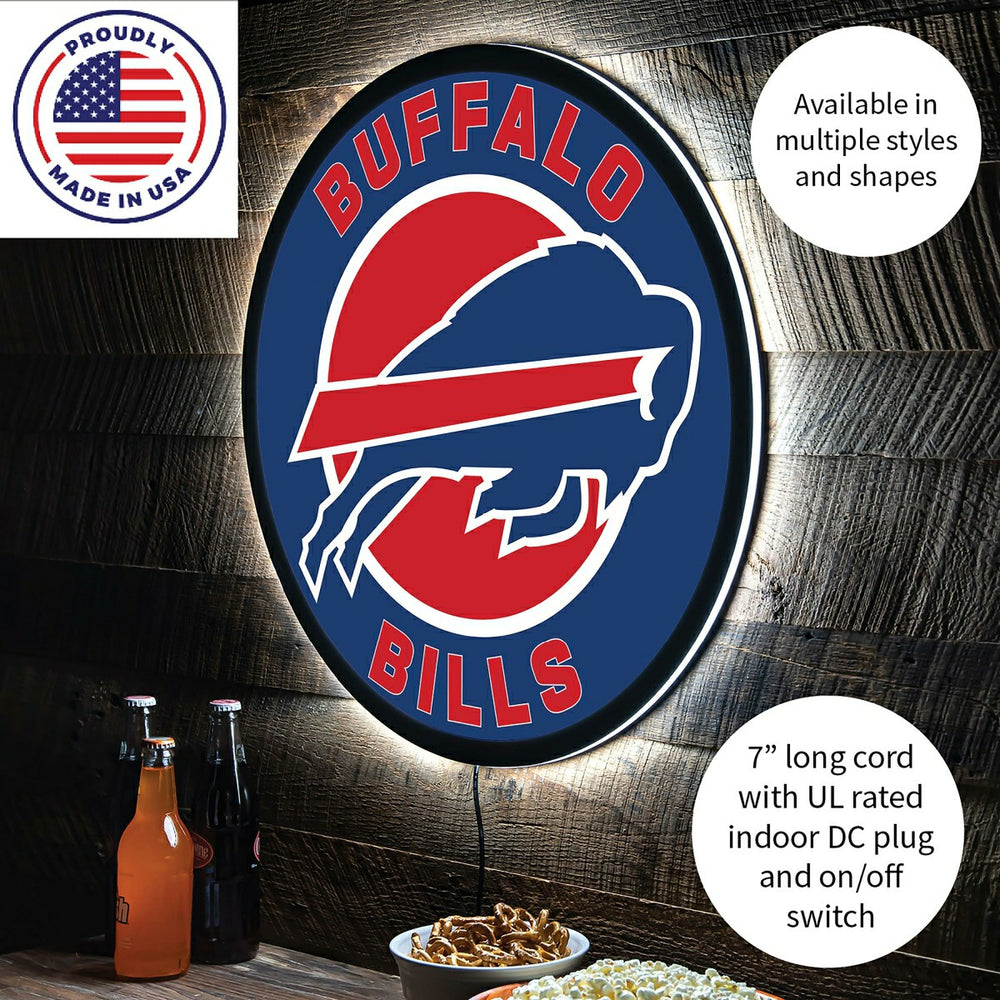 LED Wall Decor, Round, Buffalo Bills, NFL, Home