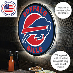 LED Wall Decor, Round, Buffalo Bills, NFL, Home
