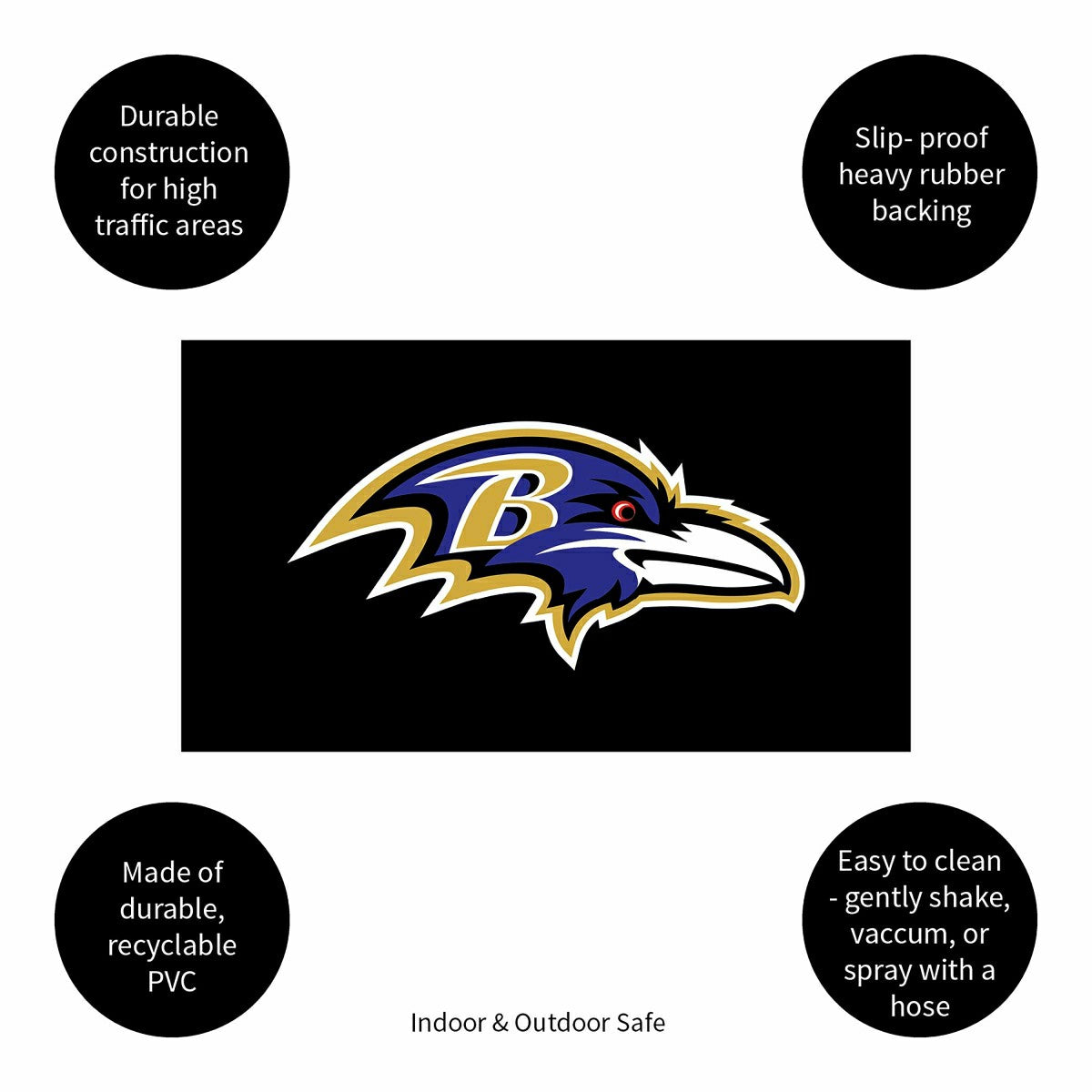 Full Color PVC Mat, 16" x 28", Baltimore Ravens, NFL