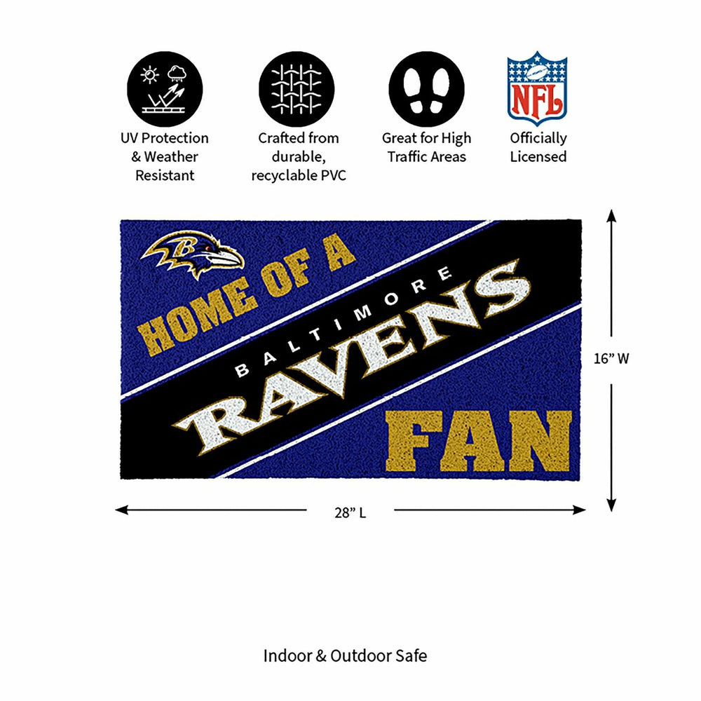 Baltimore Ravens, PVC Mat COLOR, Home of a Fan, NFL