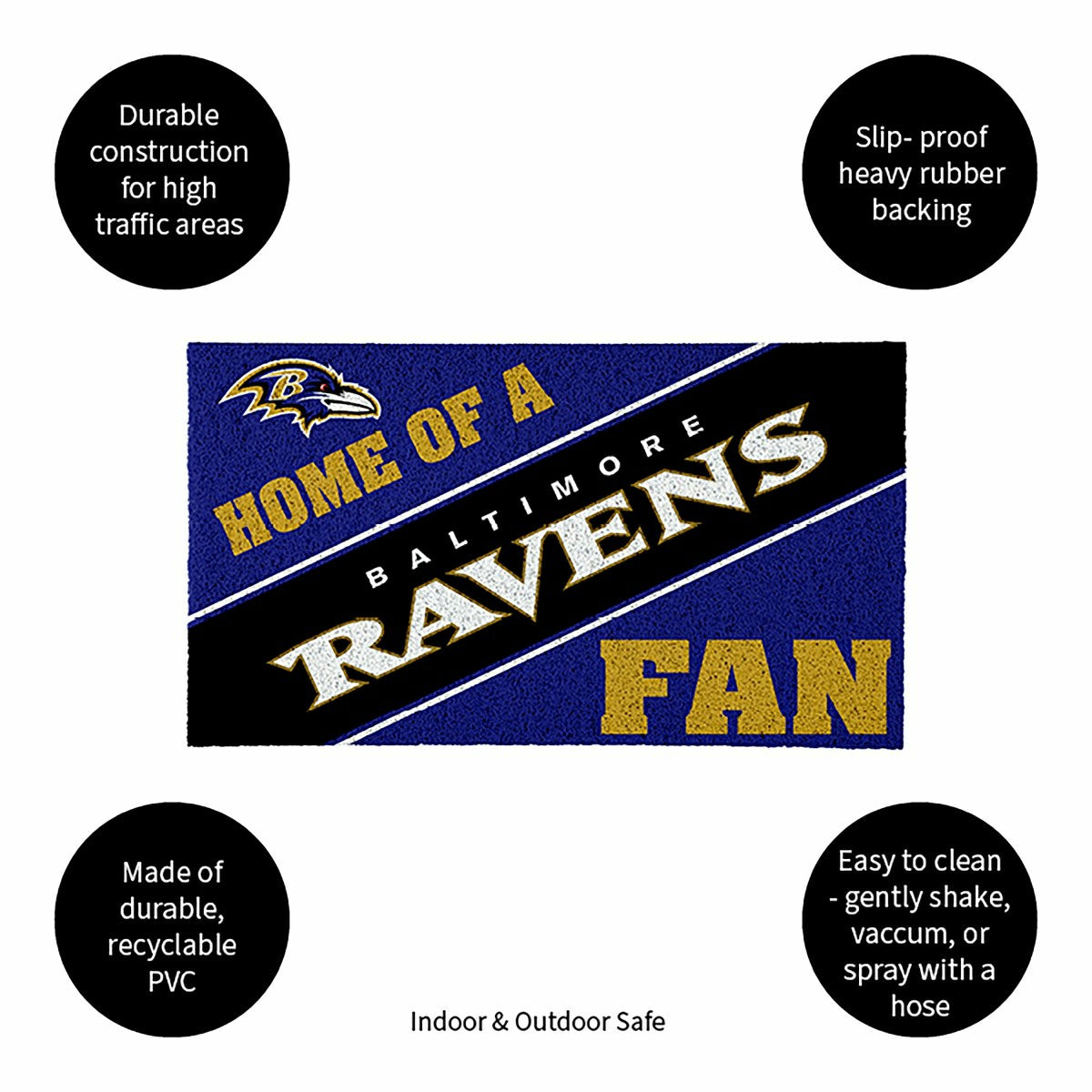 Baltimore Ravens, PVC Mat COLOR, Home of a Fan, NFL