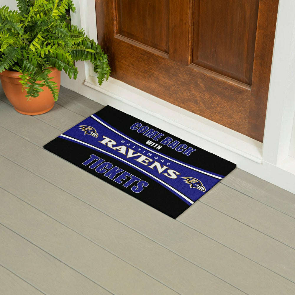 28" x 16" PVC Trapper Mat, Come Back with Tickets, Baltimore Ravens, NFL