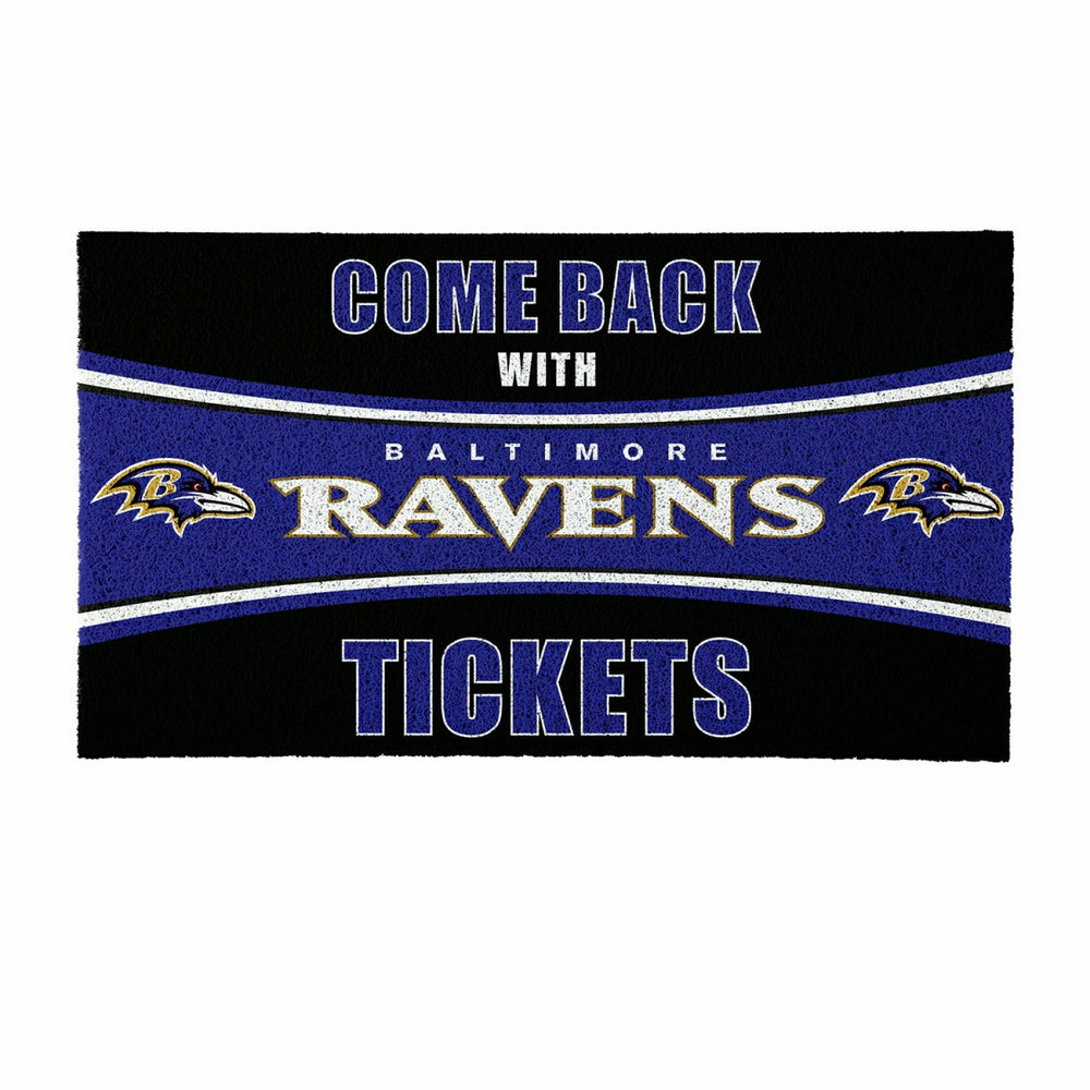 28" x 16" PVC Trapper Mat, Come Back with Tickets, Baltimore Ravens, NFL