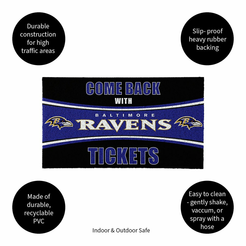 28" x 16" PVC Trapper Mat, Come Back with Tickets, Baltimore Ravens, NFL