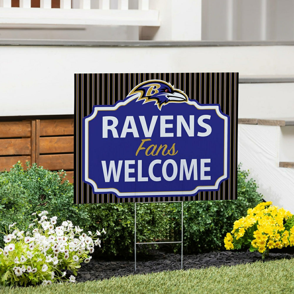 Baltimore Ravens Coroplast Yard Sign, "Fans Welcome", NFL, Home