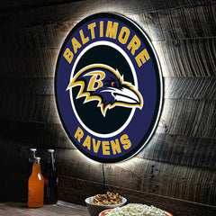 LED Wall Decor, Round, Baltimore Ravens, NFL, Home