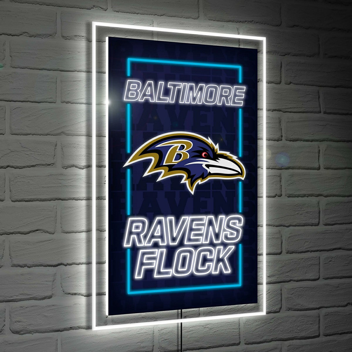 Baltimore Ravens NFL Football Rectangle Neolite LED Decor, NFL, Home