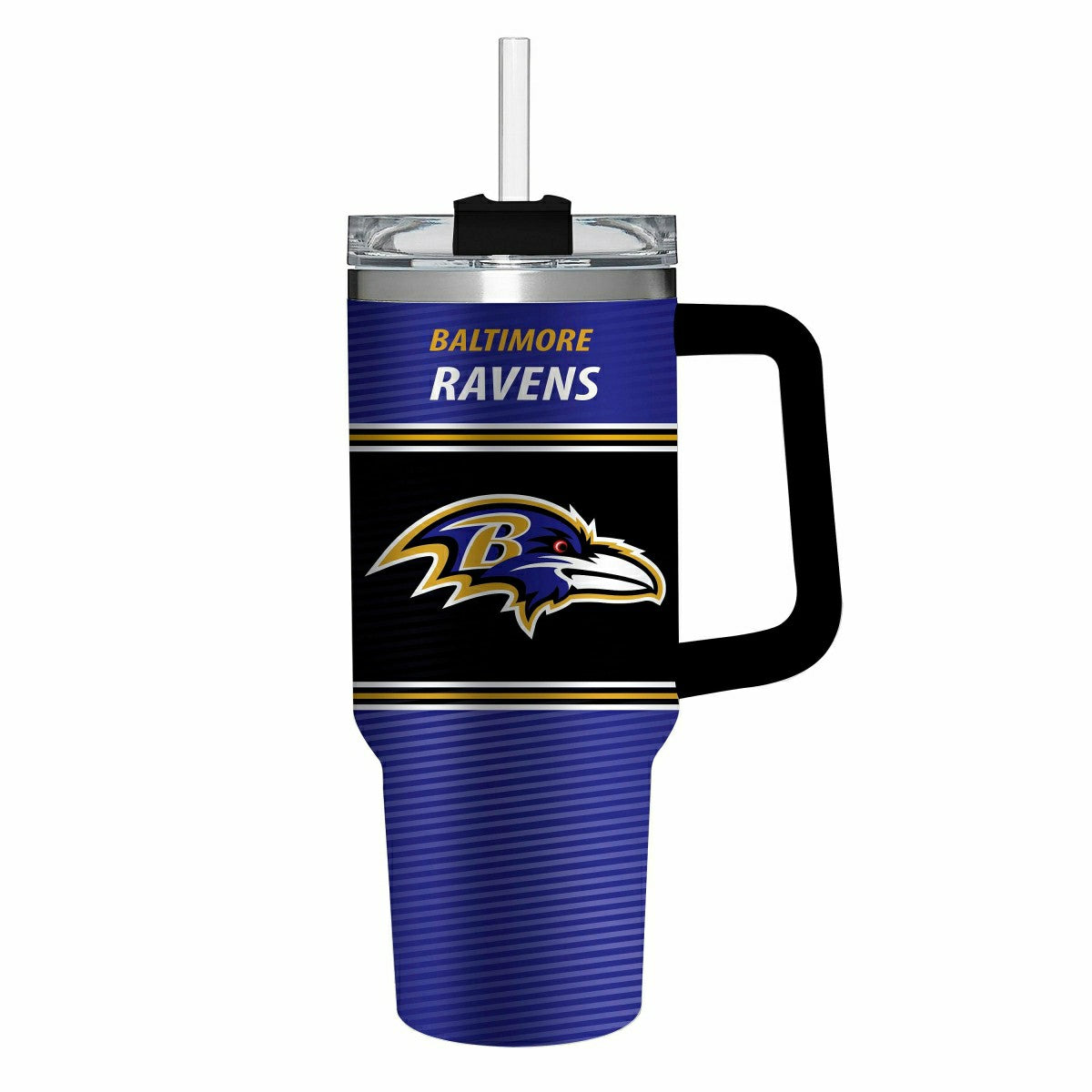 40oz Stainless Steel Canyon Cup w/ Straw, Baltimore Ravens, NFL, Home