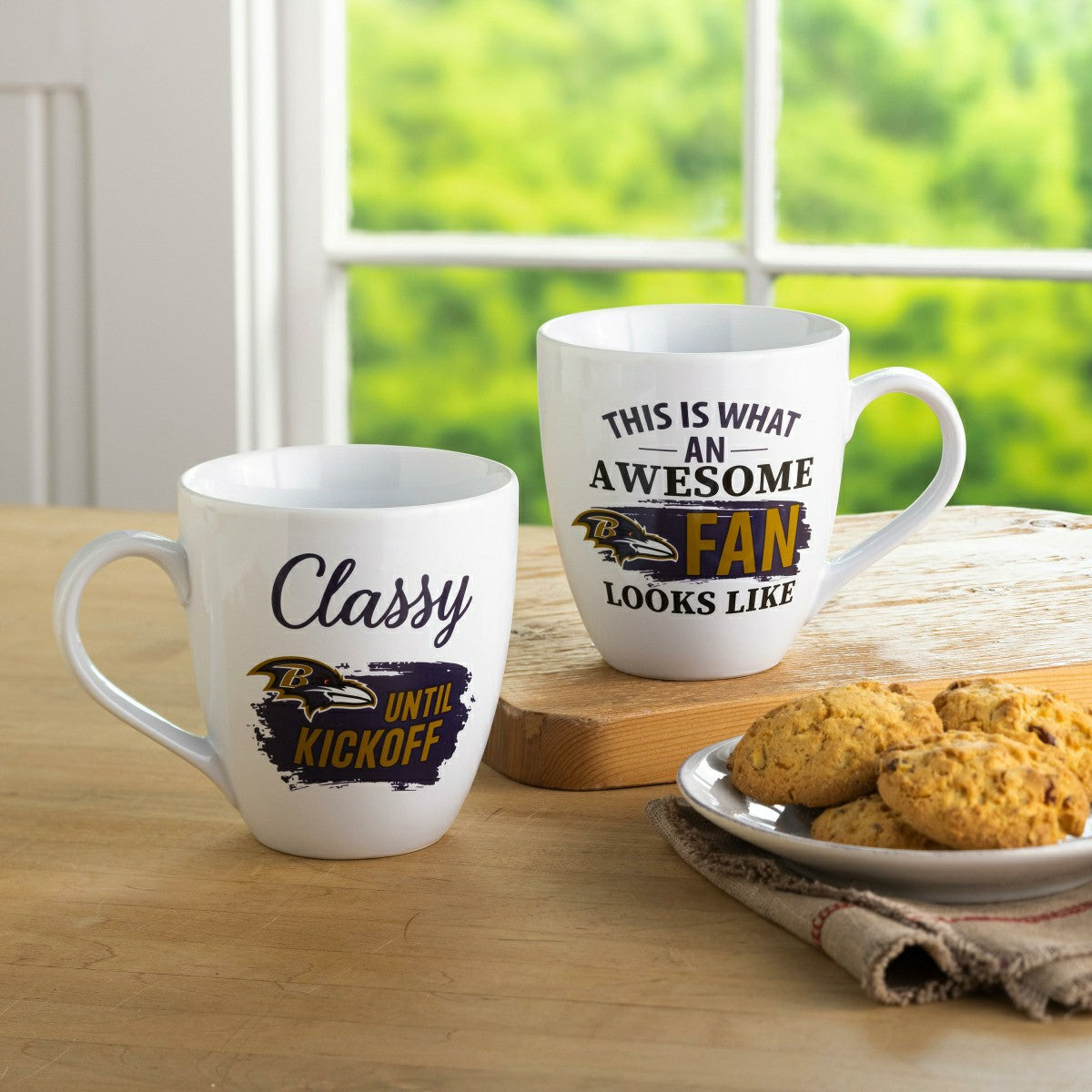 Baltimore Ravens, Ceramic Cup O'Java 17oz Gift Set, NFL, Home
