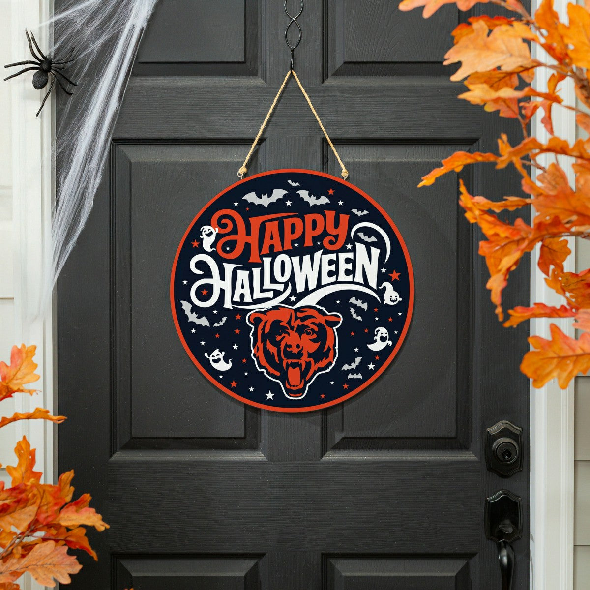 Chicago Bears Halloween Round Door Décor with Hanging Rope, 18x18, NFL, Home