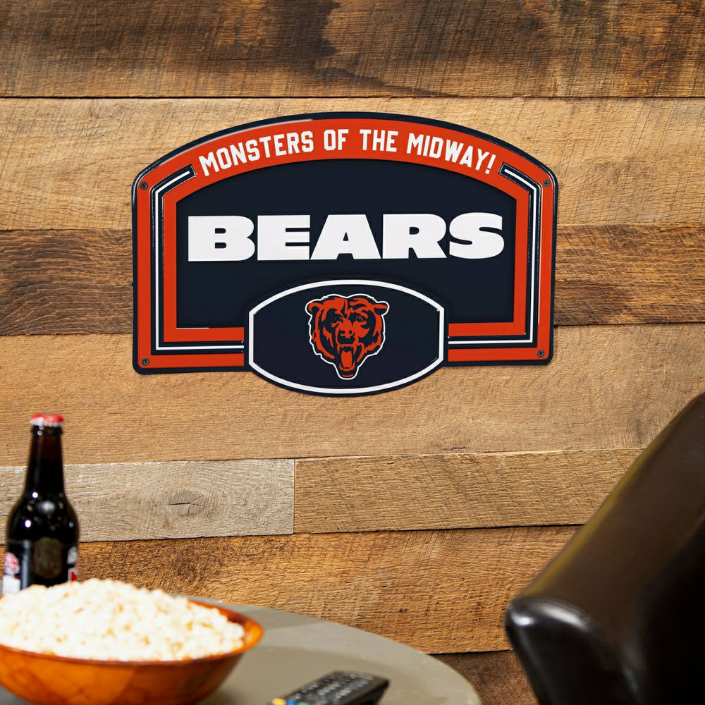 Chicago Bears USA Embossed Steel Wall Sign, 11" x 17", NFL, Home