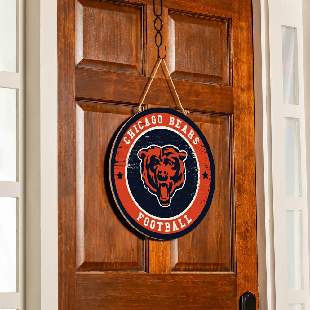 Chicago Bears Round Door Décor with Hanging Rope, 18x18, NFL, Home