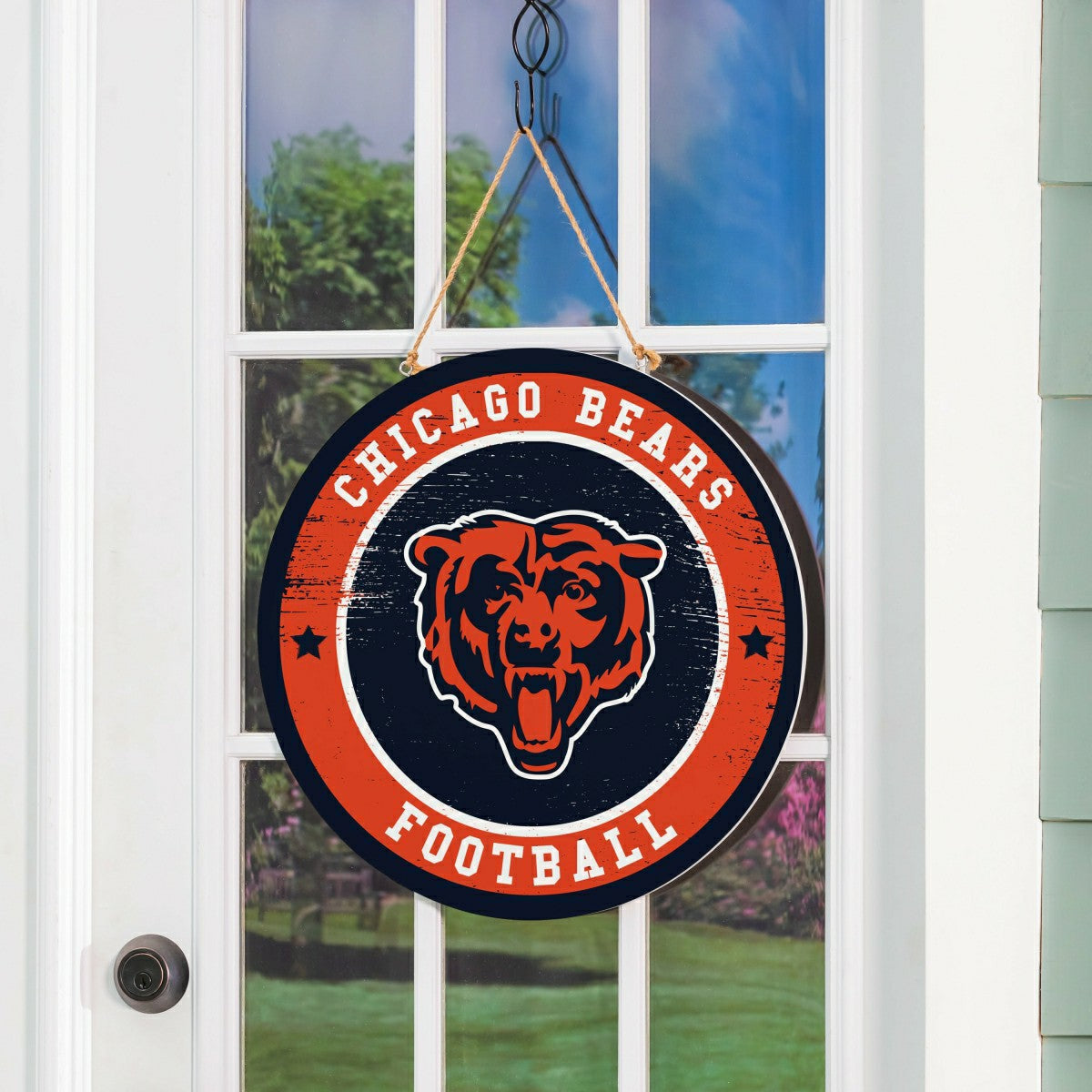 Chicago Bears Round Door Décor with Hanging Rope, 18x18, NFL, Home