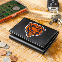 Chicago Bears Black Tri-Fold Embroidered Wallet, NFL, Home