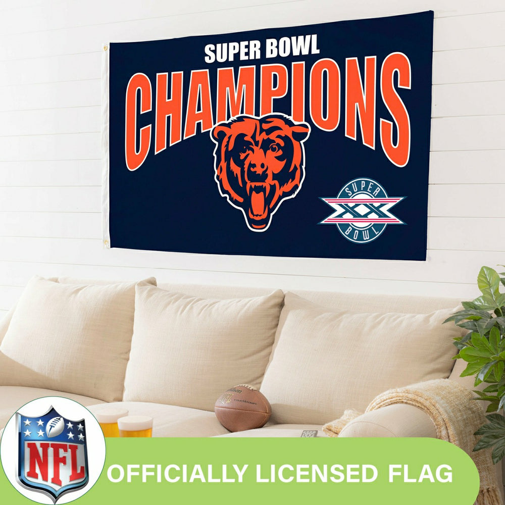 Chicago Bears Superbowl XX Champions Football 3x5 Flag, NFL, Home