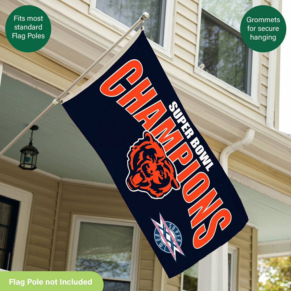 Chicago Bears Superbowl XX Champions Football 3x5 Flag, NFL, Home