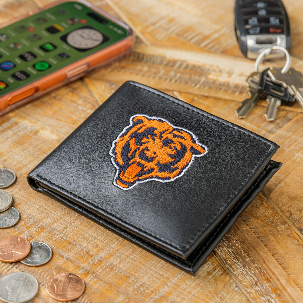 Chicago Bears Black Bi-Fold Embroidered Wallet, NFL, Home
